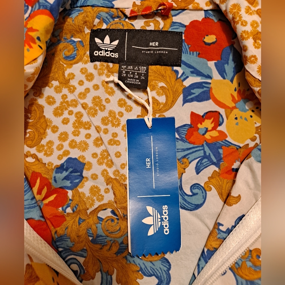 Adidas Women's Gold Baroque & Floral Patterned Zip Front Track Jacket Size 2XS - Picture 6 of 7